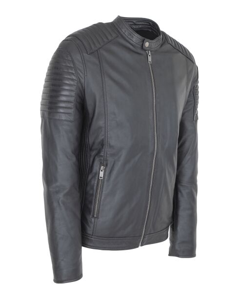 Veste en Cuir Ludwin noire