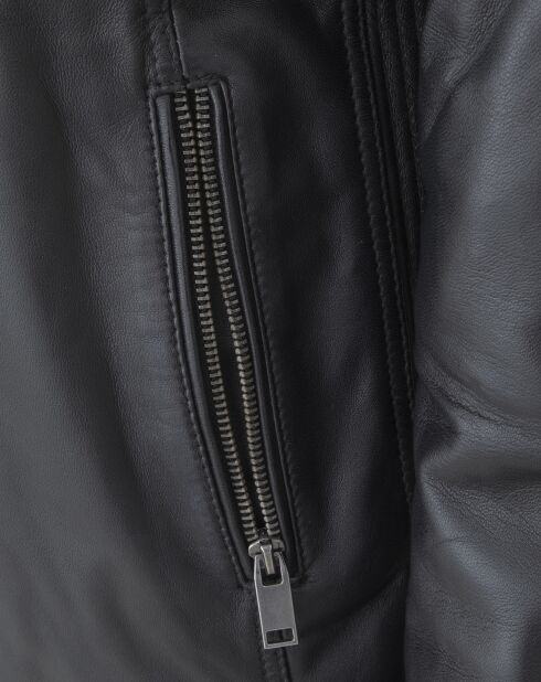 Veste en Cuir Ludwin noire