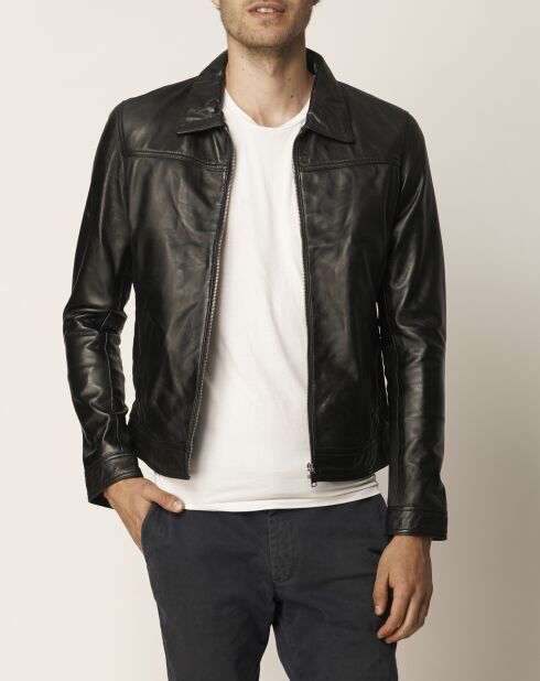 Veste en Cuir Lughan noire