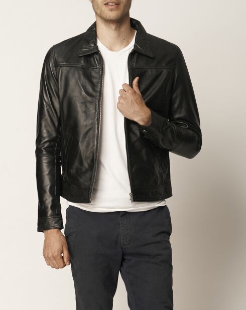 Veste en Cuir Lughan noire