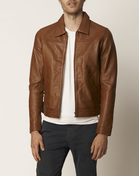 Camelkleurige leren jas Lughan