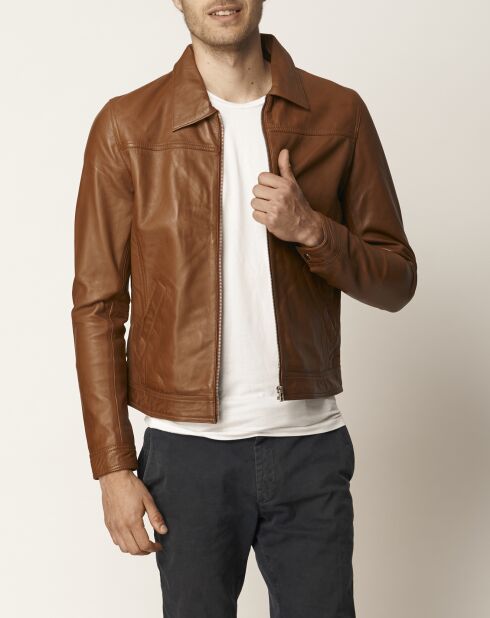 Camelkleurige leren jas Lughan