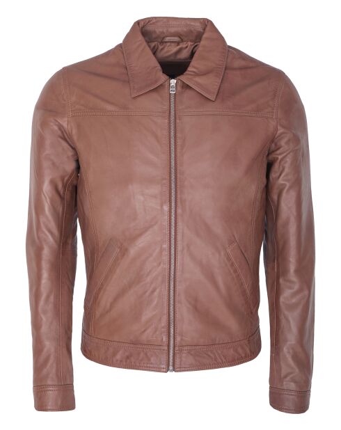 Veste en Cuir Lughan camel