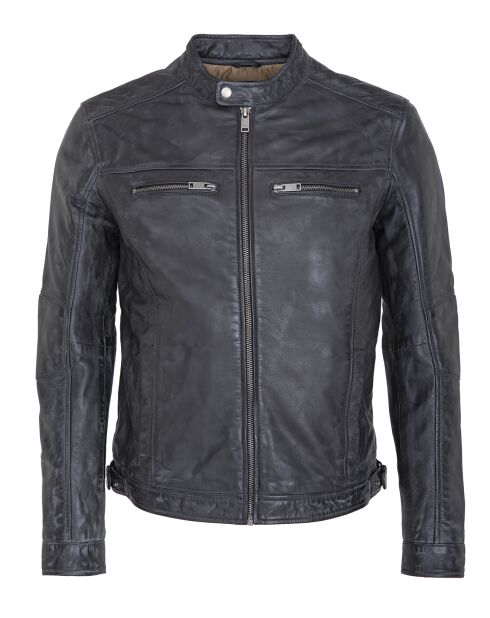 Veste en Cuir Luis noir vieillis