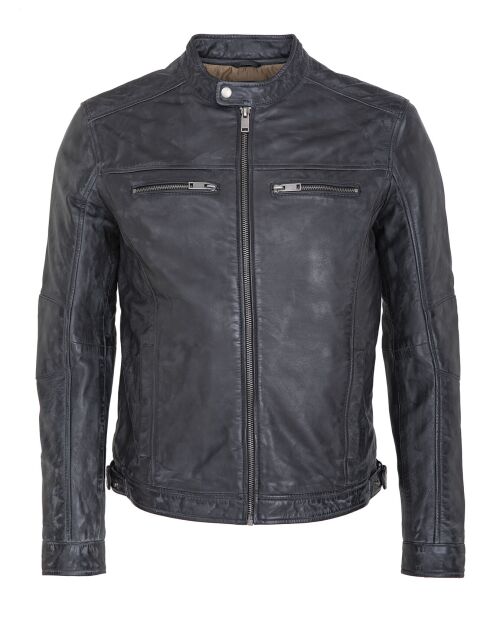 Veste en Cuir Luis noir vieillis