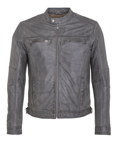 Veste en Cuir Luis gris vintage