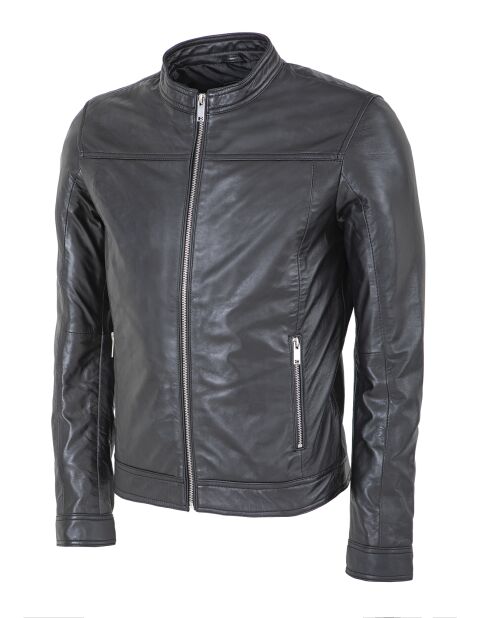 Veste en Cuir Lyandro noire