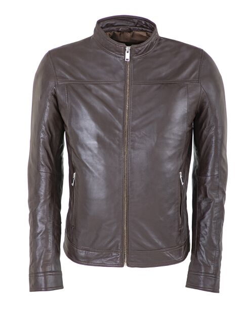 Veste en Cuir Lyandro marron
