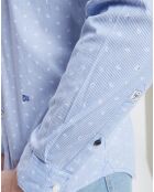 Chemise Slim fit Micro Lawson rayures & motif bleu clair/blanc