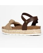 Sandales en Cuir & Textile Mabel beige