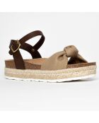 Sandales en Cuir & Textile Mabel beige