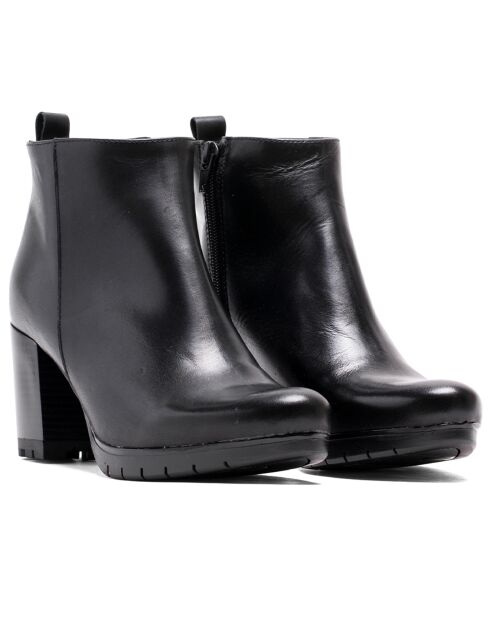 Bottines Scarlett en cuir krust noires - Talon 7 cm