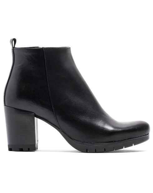 Bottines Scarlett en cuir krust noires - Talon 7 cm