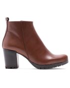 Bottines Scarlett en cuir krust marron - Talon 7 cm