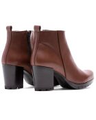 Bottines Scarlett en cuir krust marron - Talon 7 cm