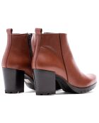 Bottines Scarlett en cuir krust brunes - Talon 7 cm