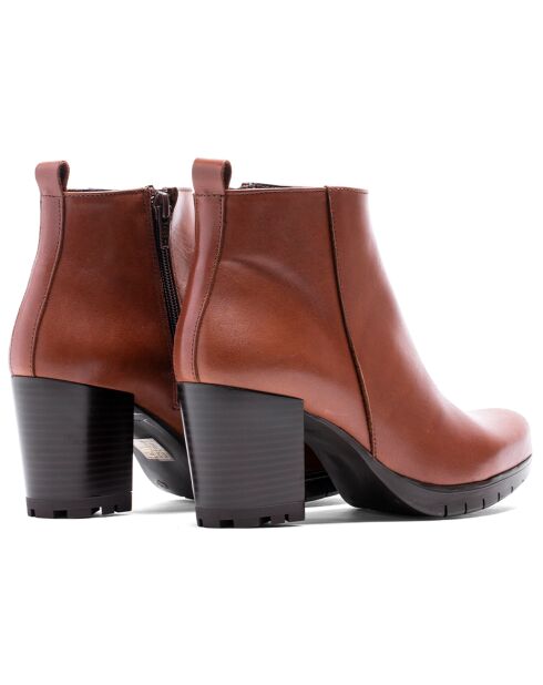 Bottines Scarlett en cuir krust brunes - Talon 7 cm
