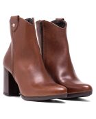 Bottines en Cuir Inès marron - Talon 7 cm