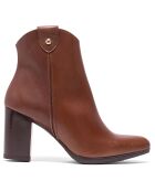 Bottines en Cuir Inès marron - Talon 7 cm