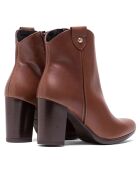 Bottines en Cuir Inès marron - Talon 7 cm