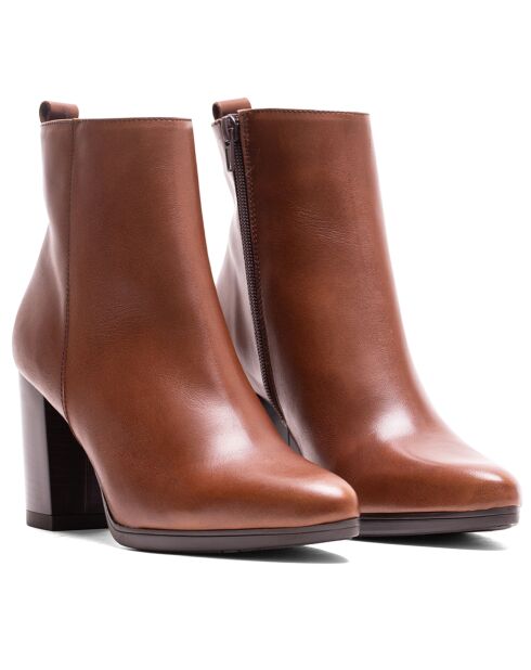 Bottines en Cuir Tamara marron - Talon 7 cm