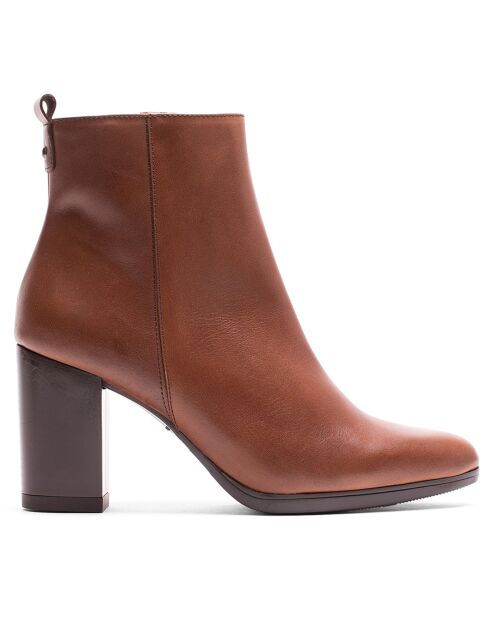 Bottines en Cuir Tamara marron - Talon 7 cm