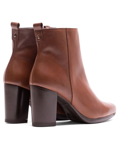 Bottines en Cuir Tamara marron - Talon 7 cm