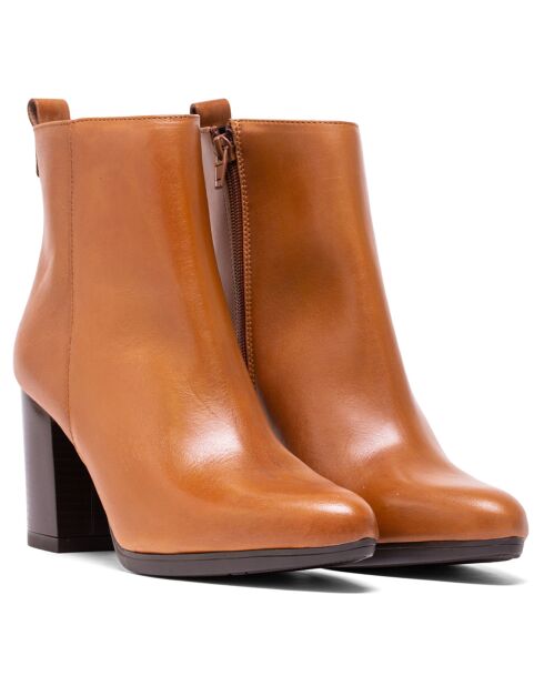 Bottines Tamara en cuir napa brun clair - Talon 7.5 cm