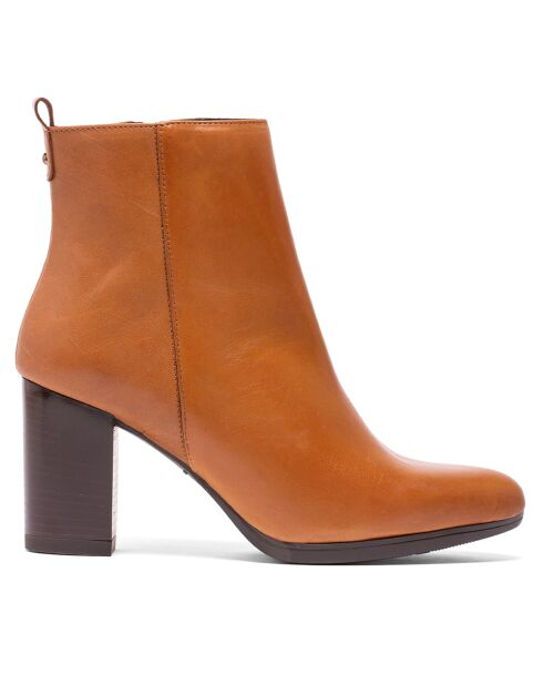 Bottines Tamara en cuir napa brun clair - Talon 7.5 cm