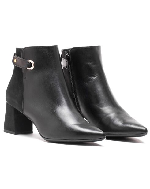 Bottines en Cuir et Velours de Cuir Shereza noires - Talon 5.5 cm