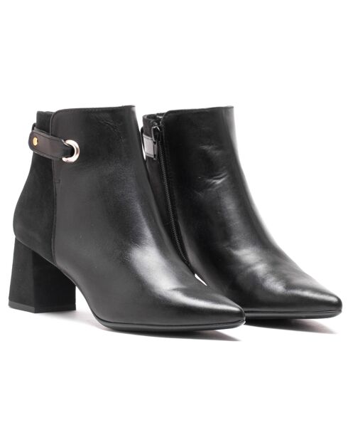 Bottines en Cuir et Velours de Cuir Shereza noires - Talon 5.5 cm