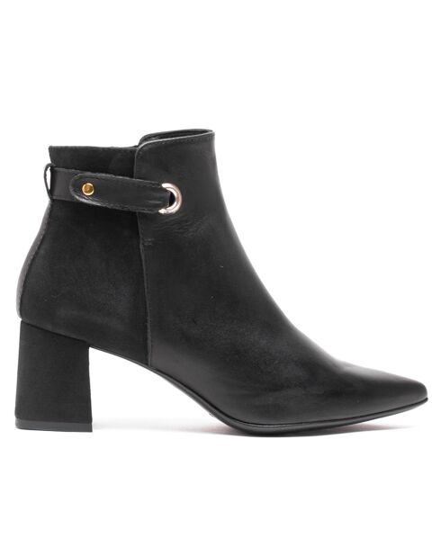 Bottines en Cuir et Velours de Cuir Shereza noires - Talon 5.5 cm