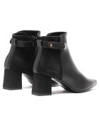 Bottines en Cuir et Velours de Cuir Shereza noires - Talon 5.5 cm