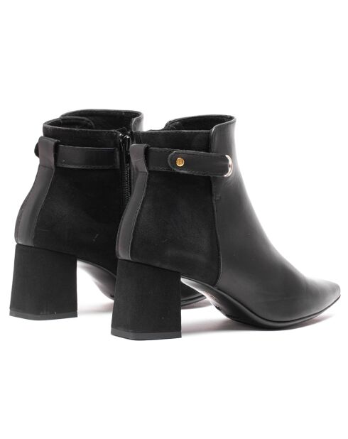 Bottines en Cuir et Velours de Cuir Shereza noires - Talon 5.5 cm