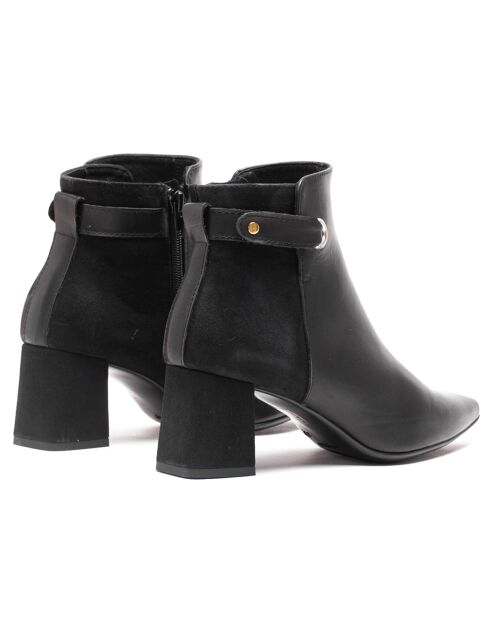 Bottines en Cuir et Velours de Cuir Shereza noires - Talon 5.5 cm