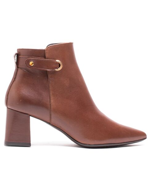 Bottines en Cuir Shereza marron - Talon 5.5 cm