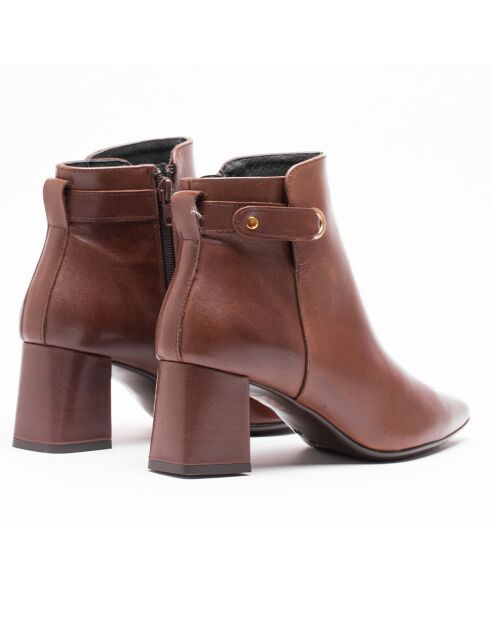 Bottines en Cuir Shereza marron - Talon 5.5 cm