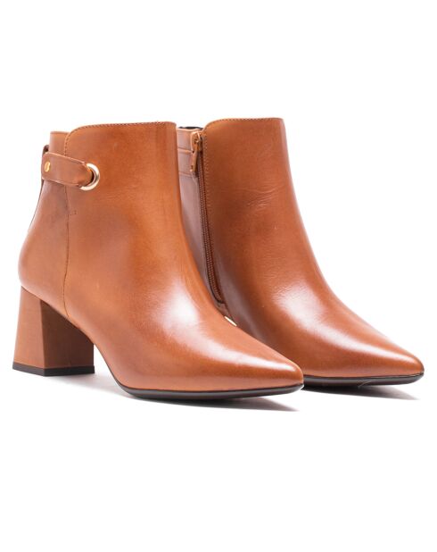 Bottines en Cuir Shereza cognac - Talon 5.5 cm