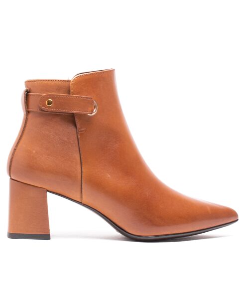 Bottines en Cuir Shereza cognac - Talon 5.5 cm