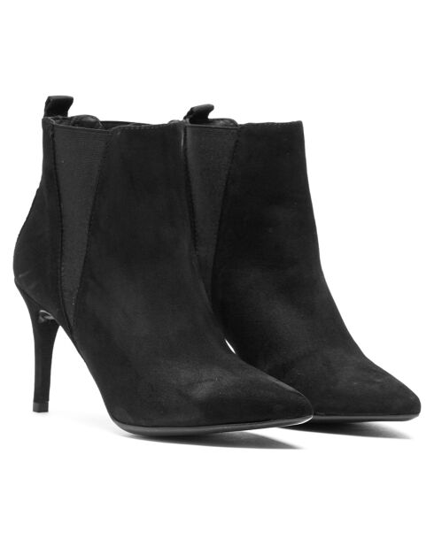 Chelsea Boots en Velours de Cuir Asun noires - Talon 7.5 cm