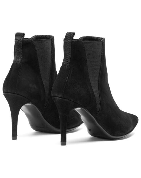 Chelsea Boots en Velours de Cuir Asun noires - Talon 7.5 cm