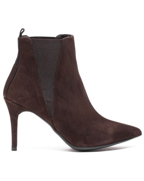 Chelsea Boots en Velours de Cuir Asun marron - Talon 7.5 cm
