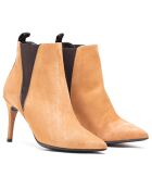 Camelkleurige leren Chelsea-laarzen van Asun - hak van 7,5 cm