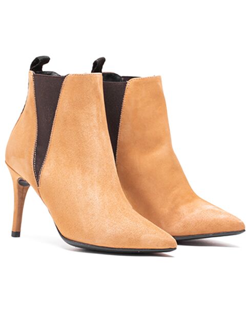 Chelsea Boots en Cuir Asun camel - Talon 7.5 cm