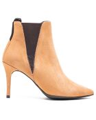 Camelkleurige leren Chelsea-laarzen van Asun - hak van 7,5 cm