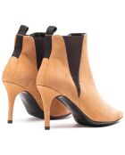 Camelkleurige leren Chelsea-laarzen van Asun - hak van 7,5 cm
