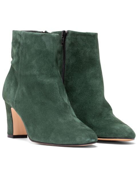 Bottines en Velours de Cuir Marilo vertes - Talon 7.5 cm