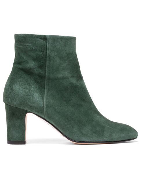 Bottines en Velours de Cuir Marilo vertes - Talon 7.5 cm