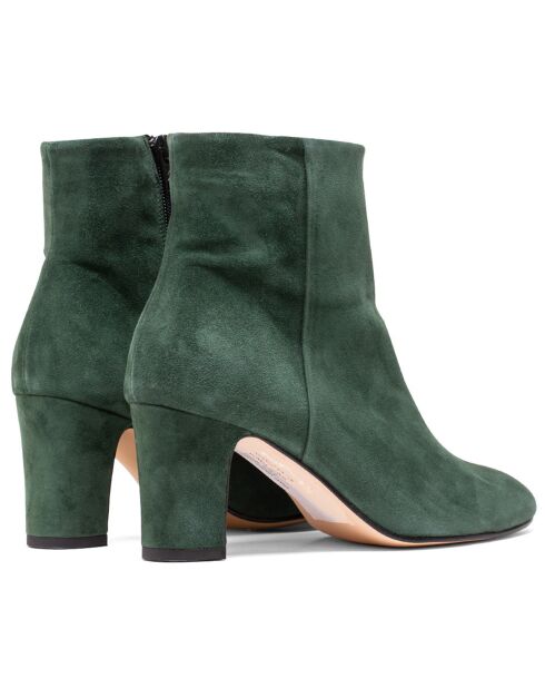 Bottines en Velours de Cuir Marilo vertes - Talon 7.5 cm