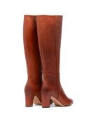Arantxa bruine comfortabele leren laarzen - hak 6,5 cm